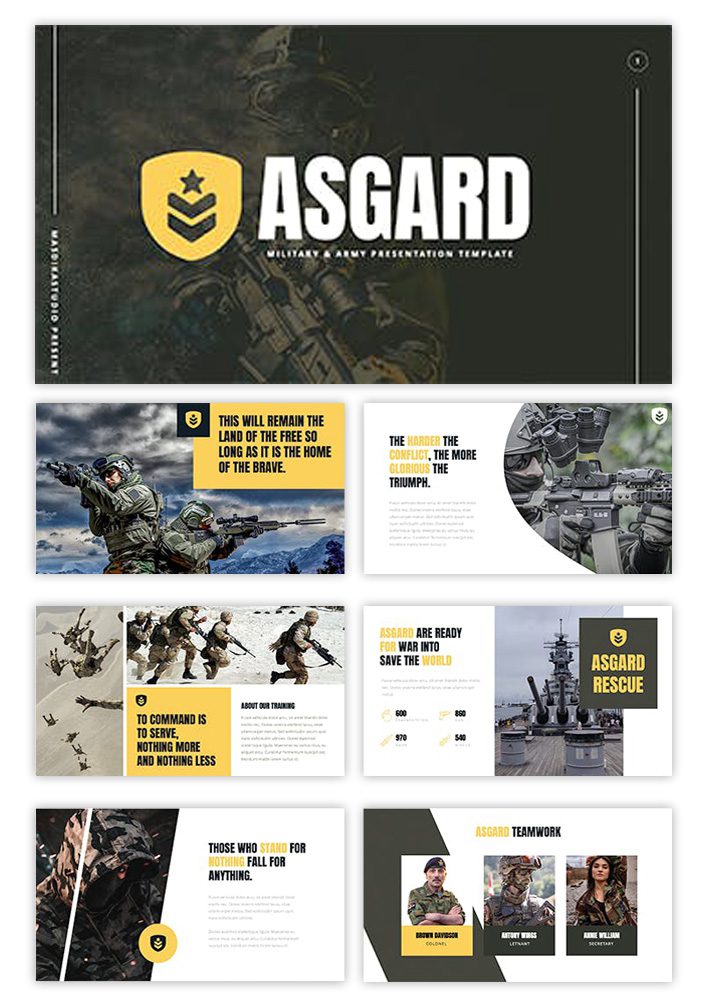 قالب آماده پاورپورنت Asgard Military Army Powerpoint Template